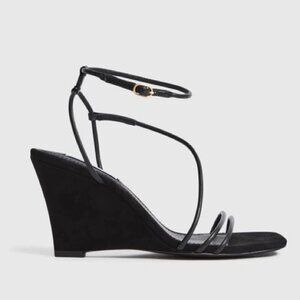 Reiss  "Daisey" suede Strappy wedge black Heels
